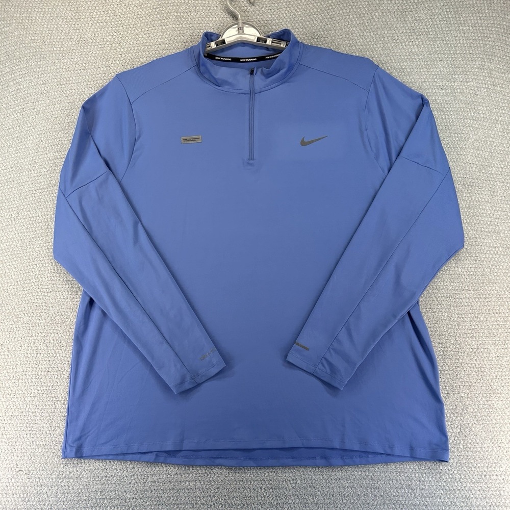 Nike Running Shirt Mens 2XL Blue Flash Dri-FIT Element 1/2 Zip Stretch Gym Train